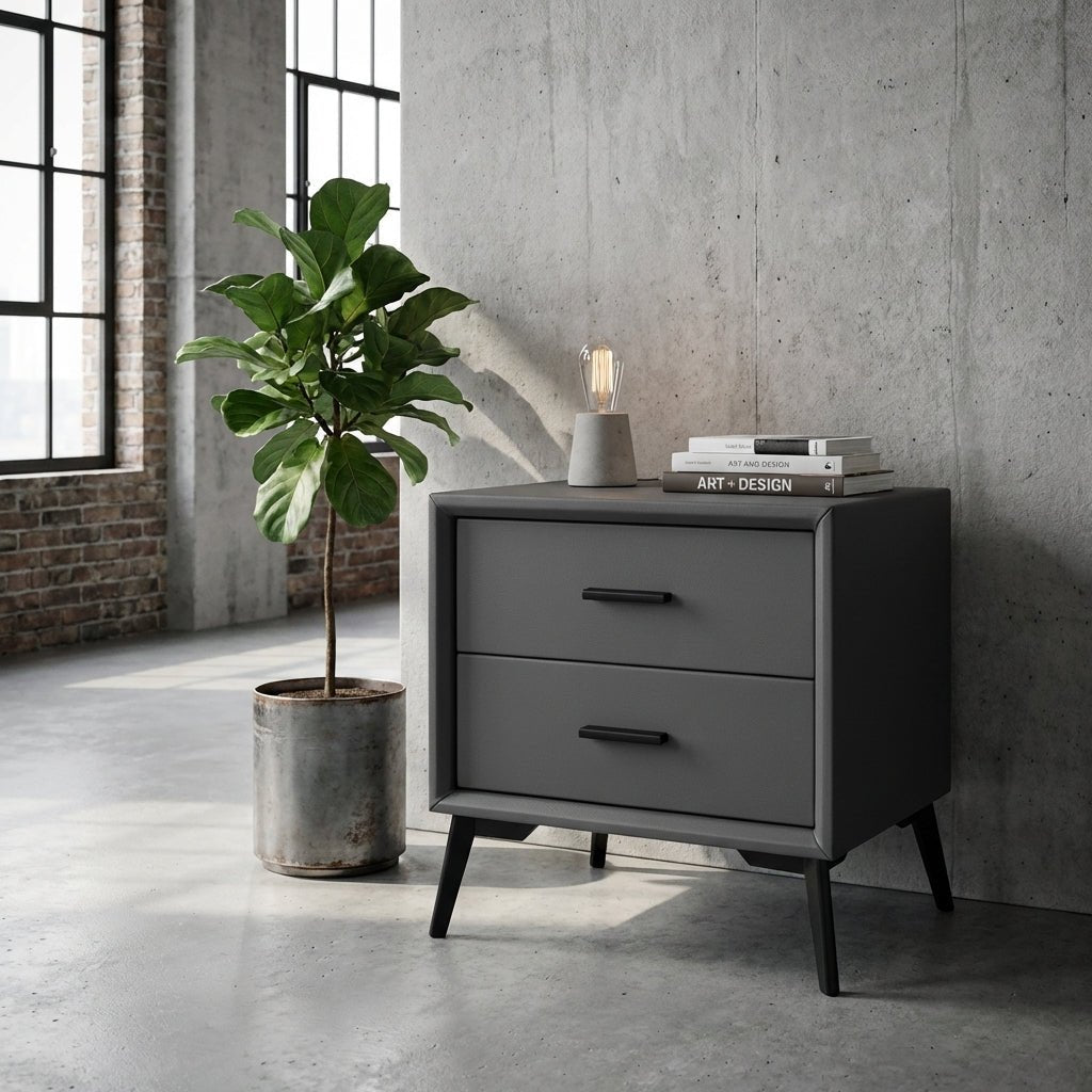 Brașov Two - Drawer Nightstand in Grey - Altera