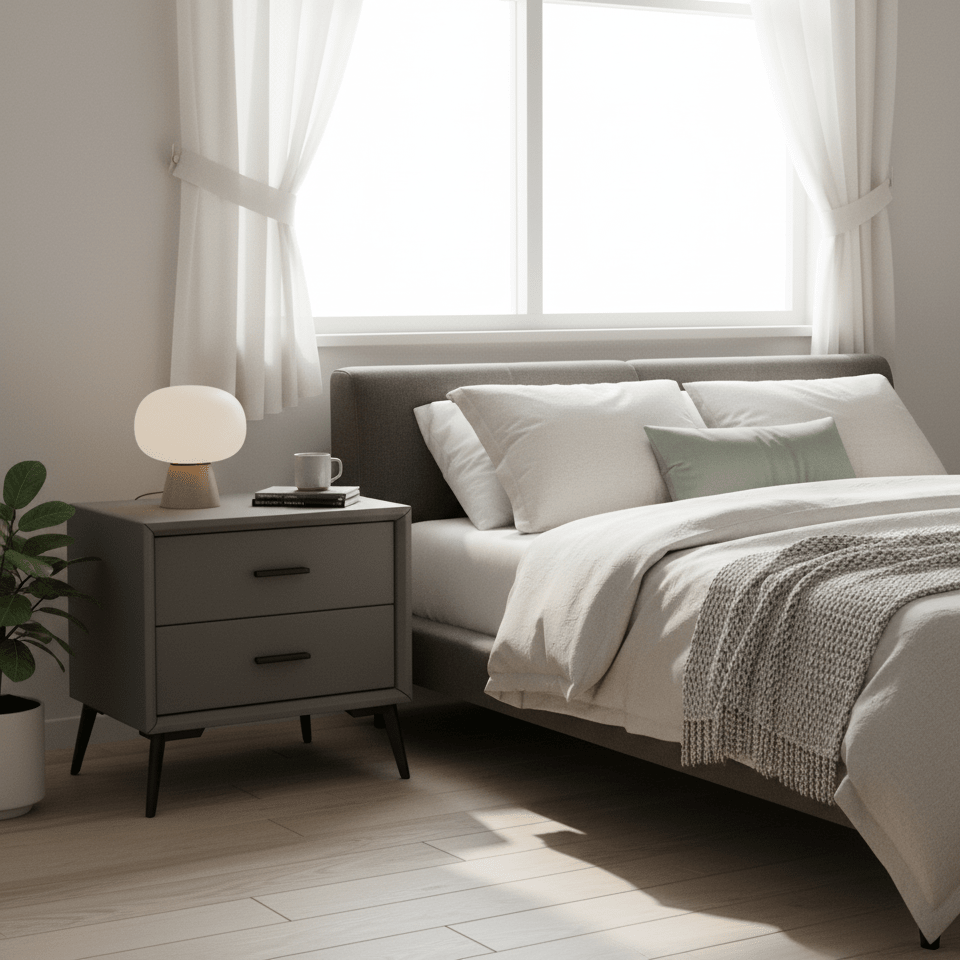 Brașov Two - Drawer Nightstand in Grey - Altera