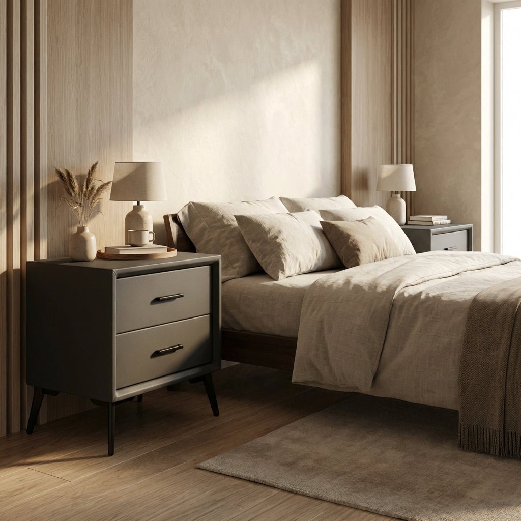 Brașov Two - Drawer Nightstand in Grey - Altera