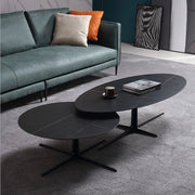 BT05 Double Stone Top Round & Elliptical Coffee Table Set - Altera