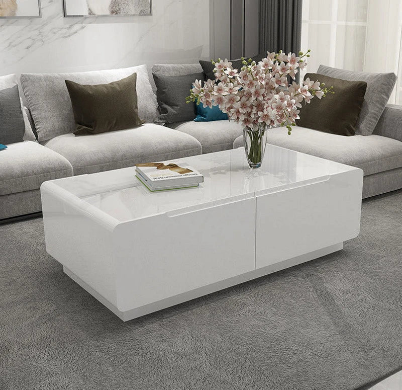 BT18 Rectangular Coffee Table with Glass Top & Storage - Altera