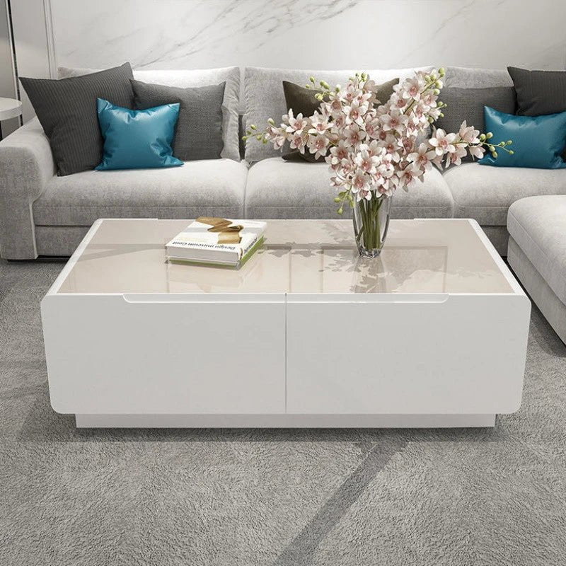 BT18 Rectangular Coffee Table with Glass Top and Storage by Altera Home Design
