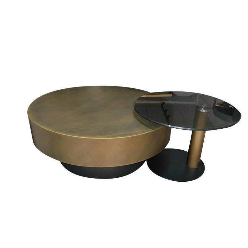 BT35 Round Coffee Table Set with Tempered Glass & Storage - Altera