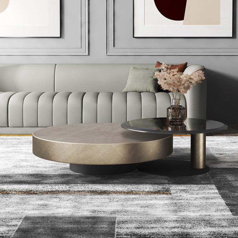 BT35 Round Coffee Table Set with Tempered Glass & Storage - Altera