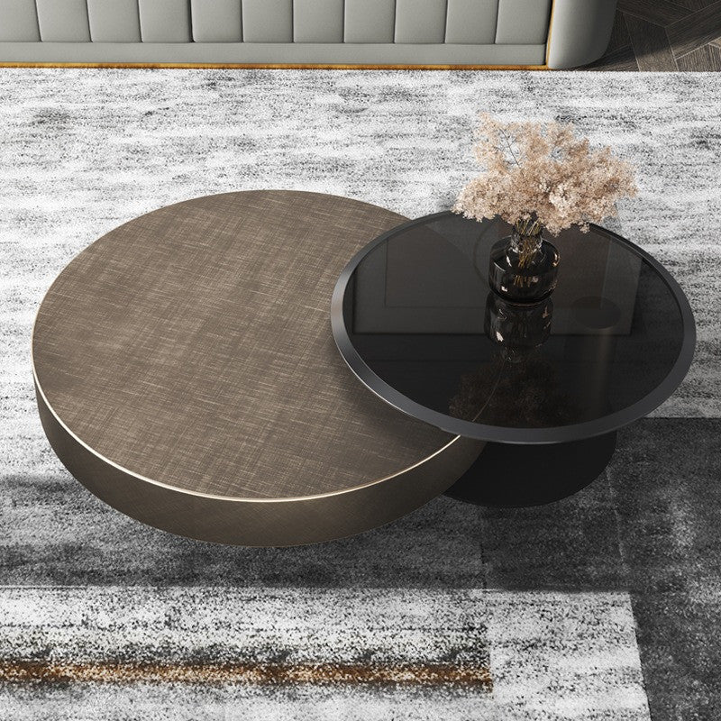 BT35 Round Coffee Table Set with Tempered Glass & Storage - Altera