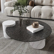 BT51 Wavy Glass Coffee Table with Elegant Marble Base - Altera