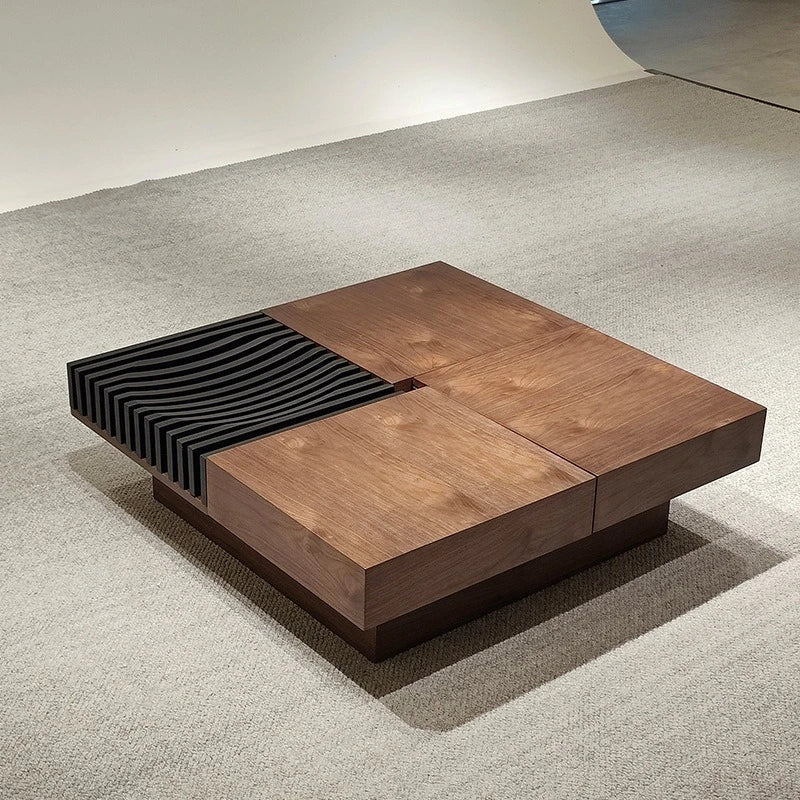 BT65 Square Wooden Coffee Table with 4 Storage Drawers - Altera