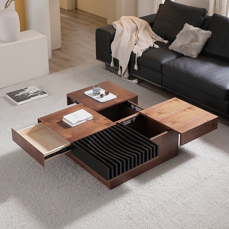 BT65 Square Wooden Coffee Table with 4 Storage Drawers - Altera