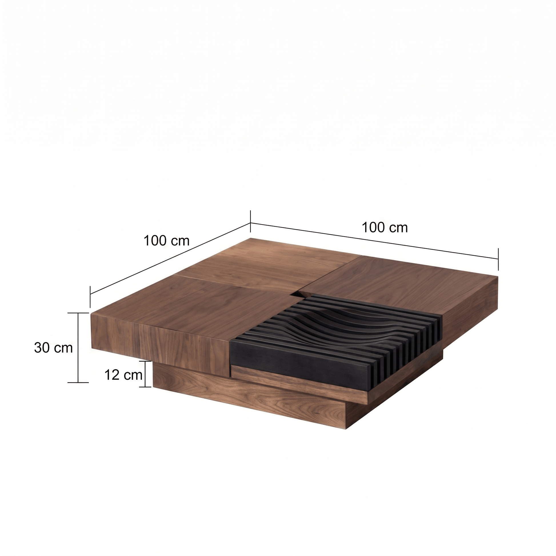 BT65 Square Wooden Coffee Table with 4 Storage Drawers - Altera