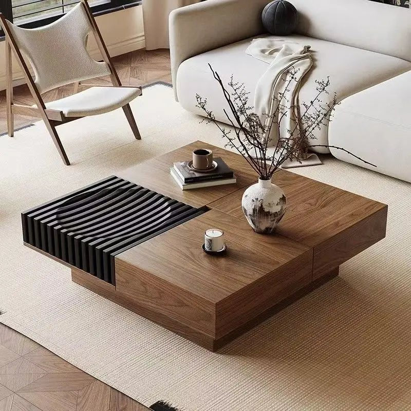 BT65 Square Wooden Coffee Table with 4 Storage Drawers - Altera