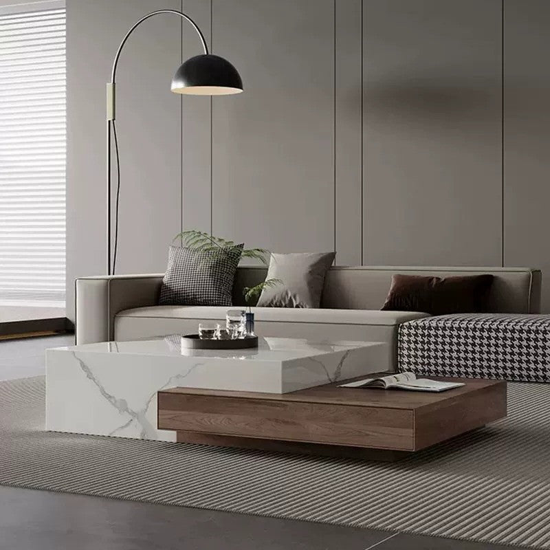 BT66 Coffee Table with Stone Veneer & Wood Drawers - Altera