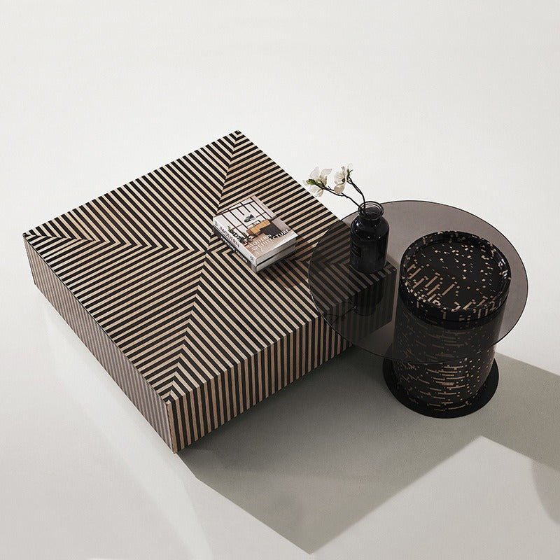 BT85 Modern Piano Stripe Nested Coffee Table Set with Storage - Altera