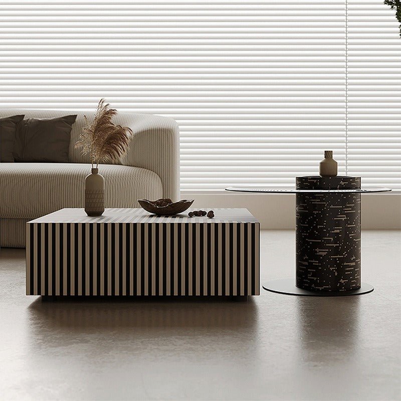 BT85 Modern Piano Stripe Nested Coffee Table Set with Storage - Altera