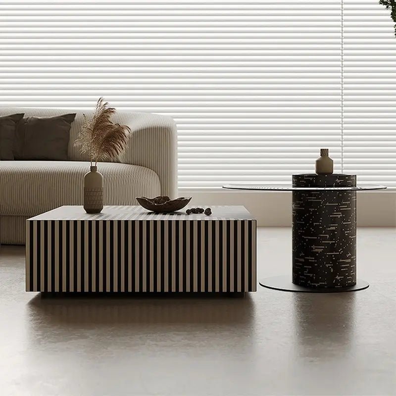 BT85 Modern Piano Stripe Nested Coffee Table Set with Storage - Altera