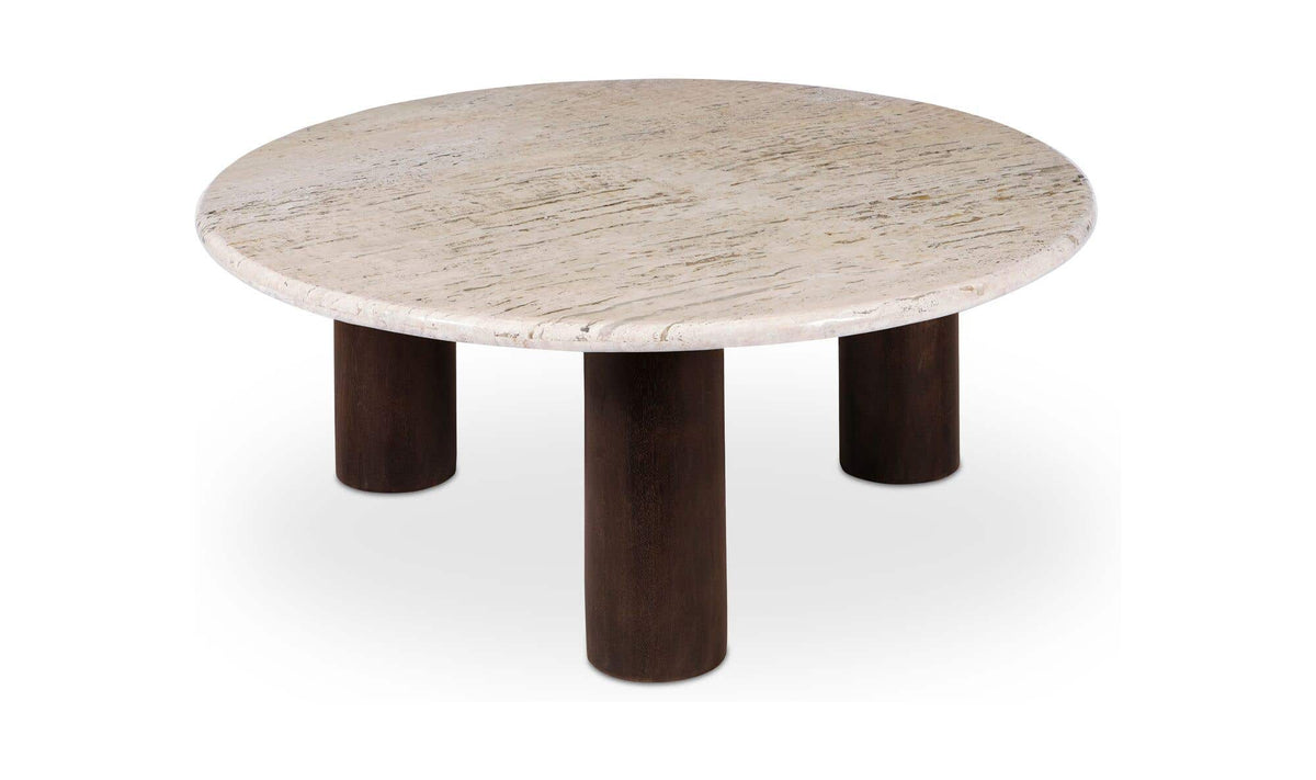 Lorient Coffee Table in Beige Travertine — back view