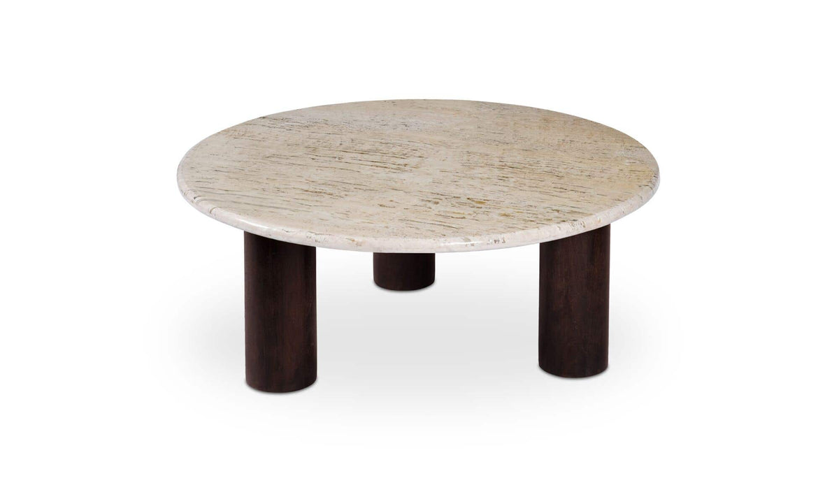 Lorient Coffee Table in Beige Travertine — top view