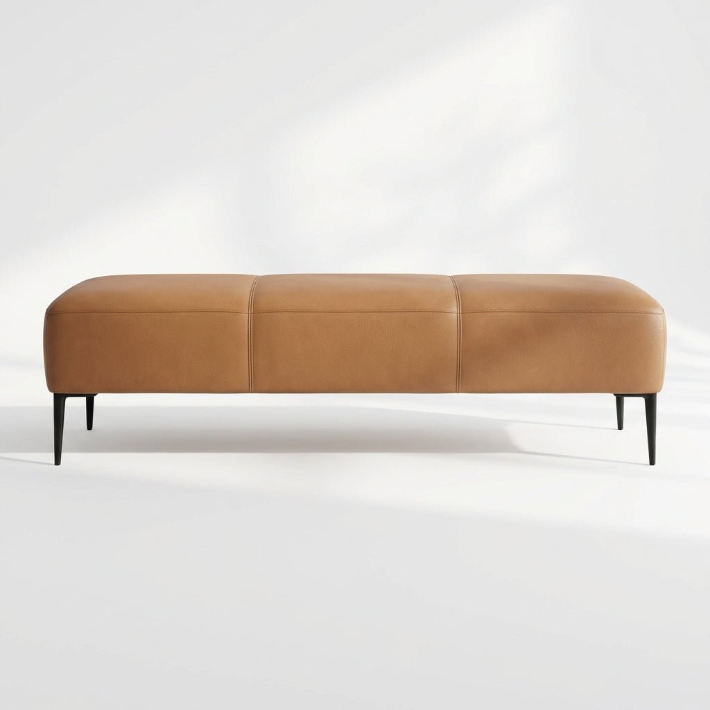 Camel Upholstered Bench with Metal Legs - Altera
