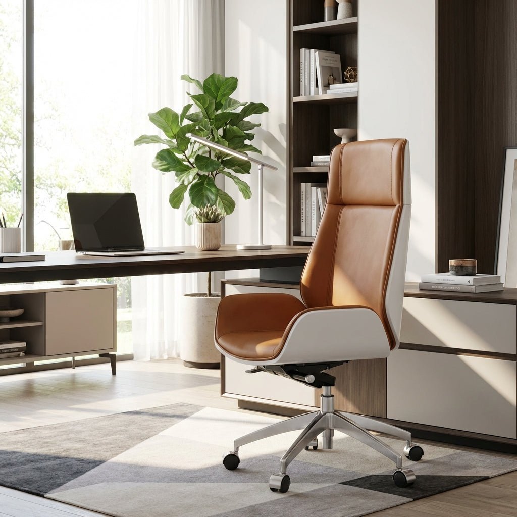 Cartagena Premium Cognac Leather Office Chair - Altera