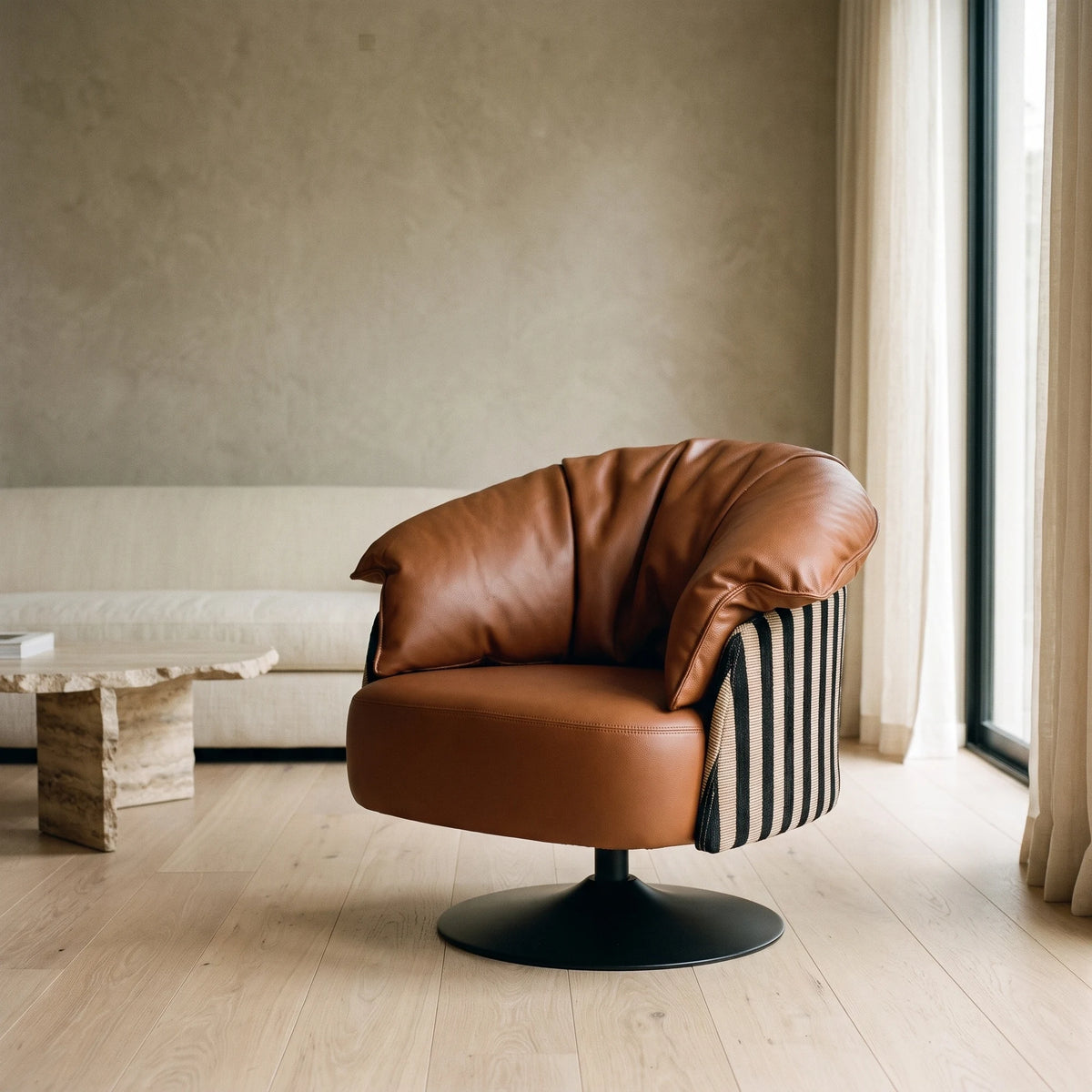 Cassis Swivel Barrel Chair in a room - Altera