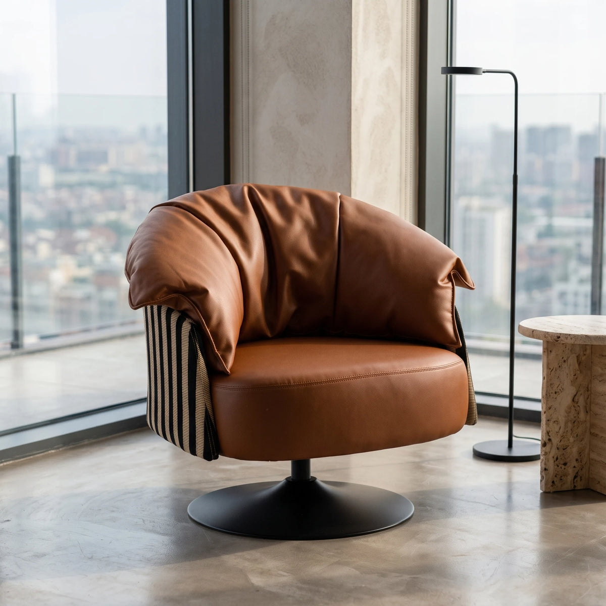 Cassis Swivel Barrel Chair in a room - Altera