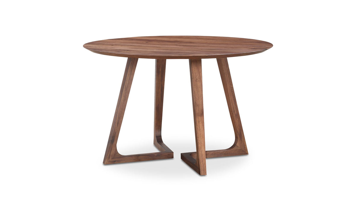 Gisborne Dining Table in Walnut, three-quarter view, view 2
