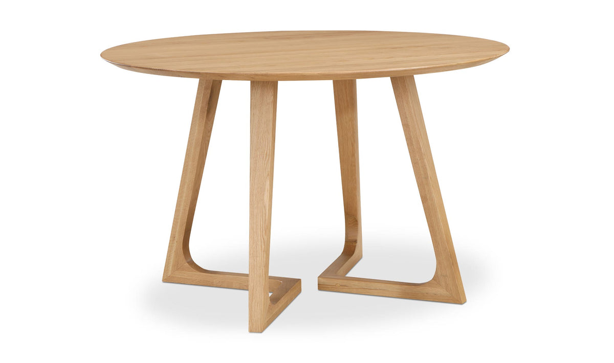 Gisborne Dining Table in Natural Oak, three-quarter view