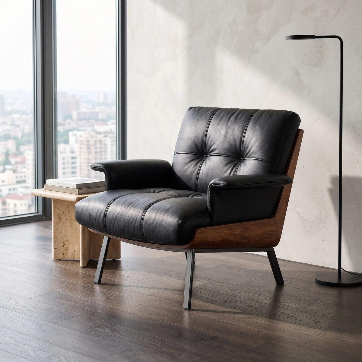 Cesena Leather Lounge Chair in a room - Altera