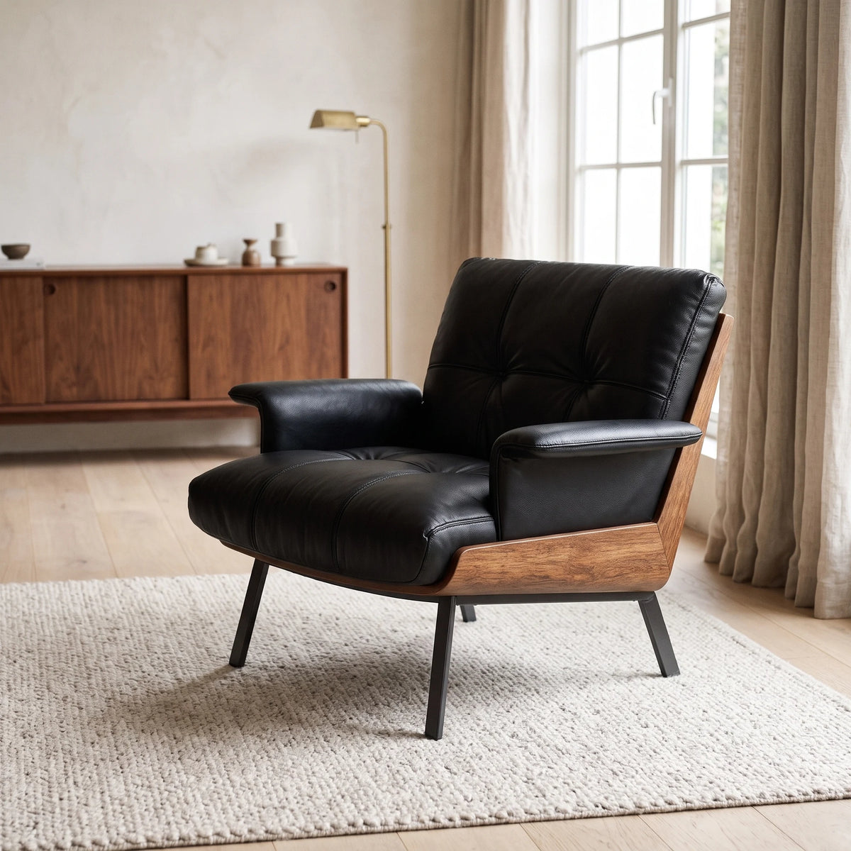 Cesena Leather Lounge Chair in a room - Altera