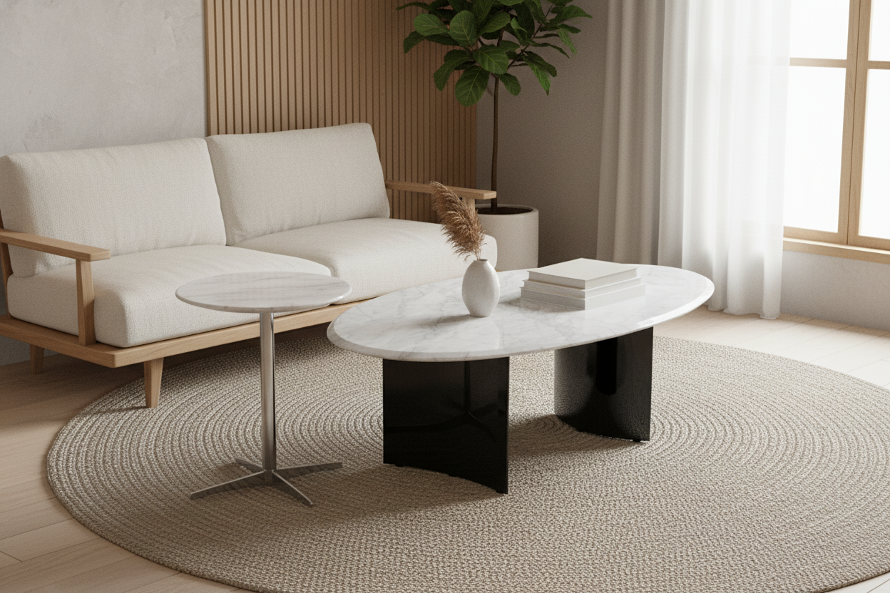 Apollo Marble and Chrome Accent Table Set