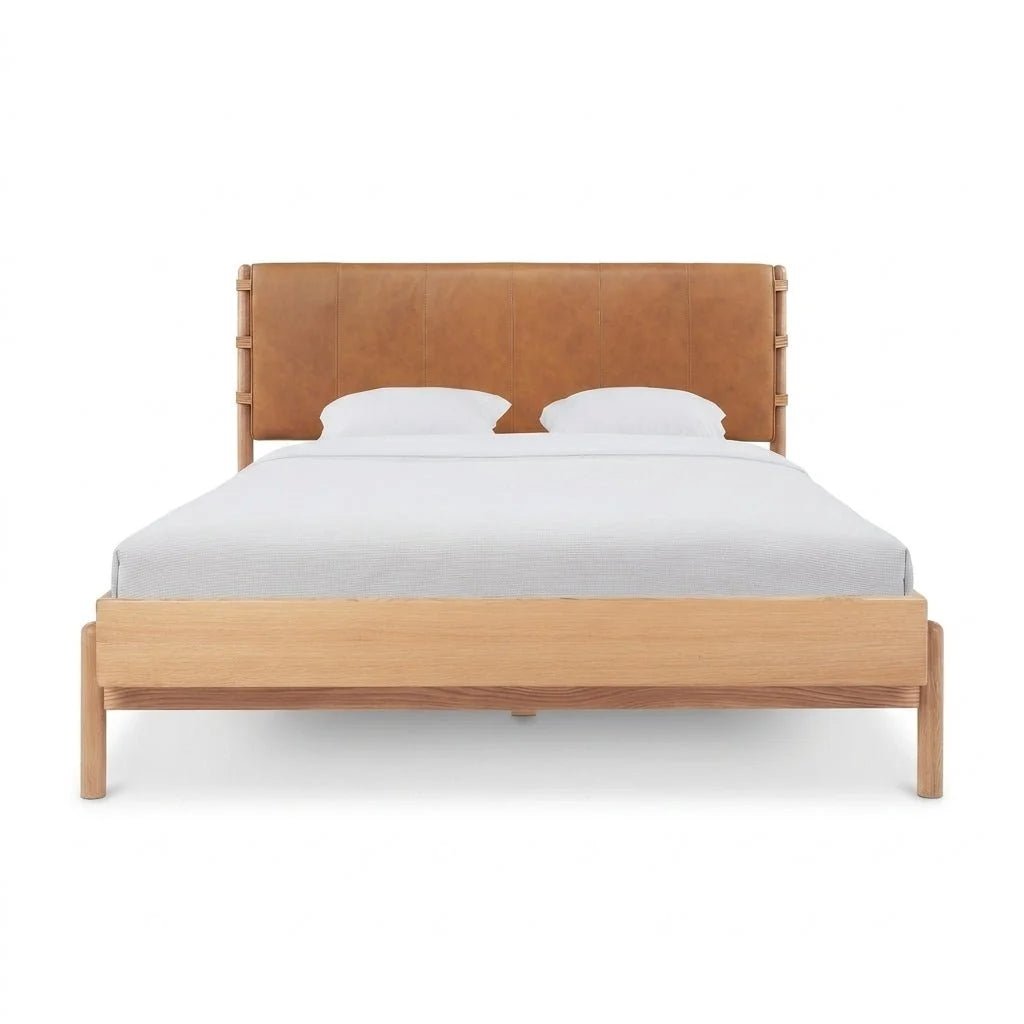 Colin Top-Grain Leather Bed with Matching Nightstand and Dresser - Altera