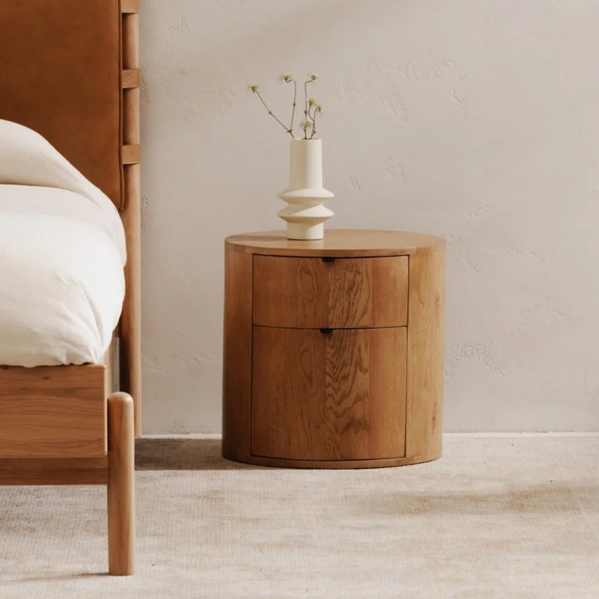 Colin Two-Drawer Nightstand in Natural Wood - Altera