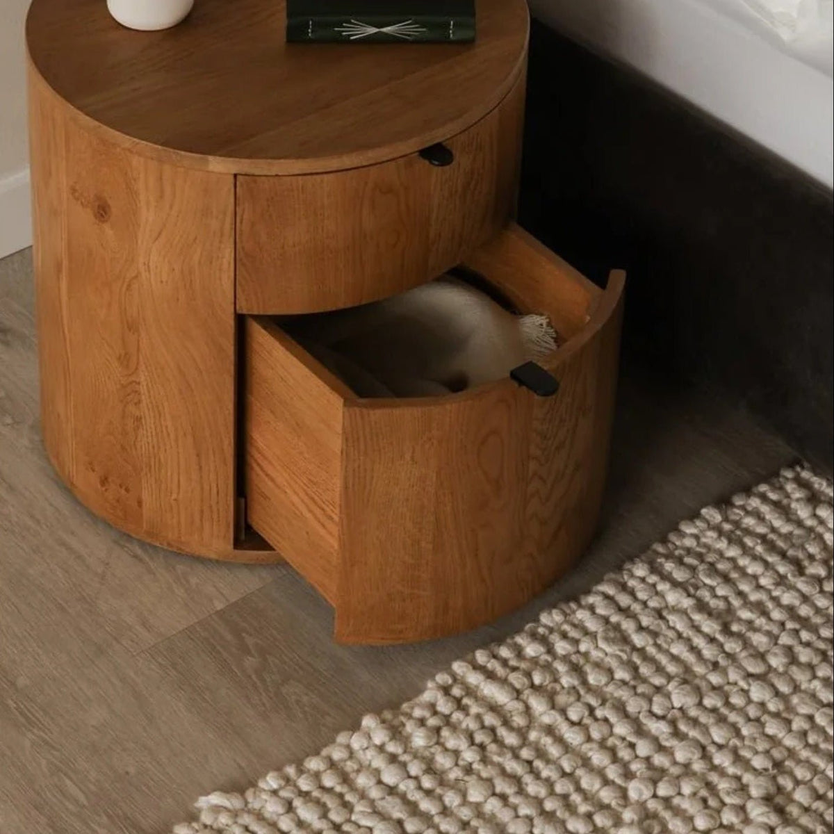 Colin Two-Drawer Nightstand in Natural Wood - Altera