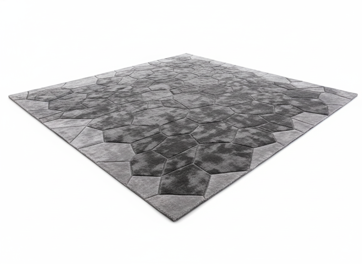 Charcoal Tencel Geometric Rug