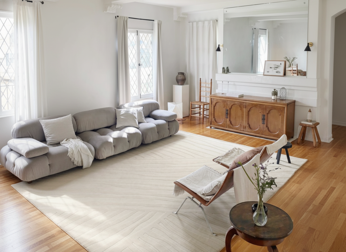 Minimalist Wave Tencel Carpet