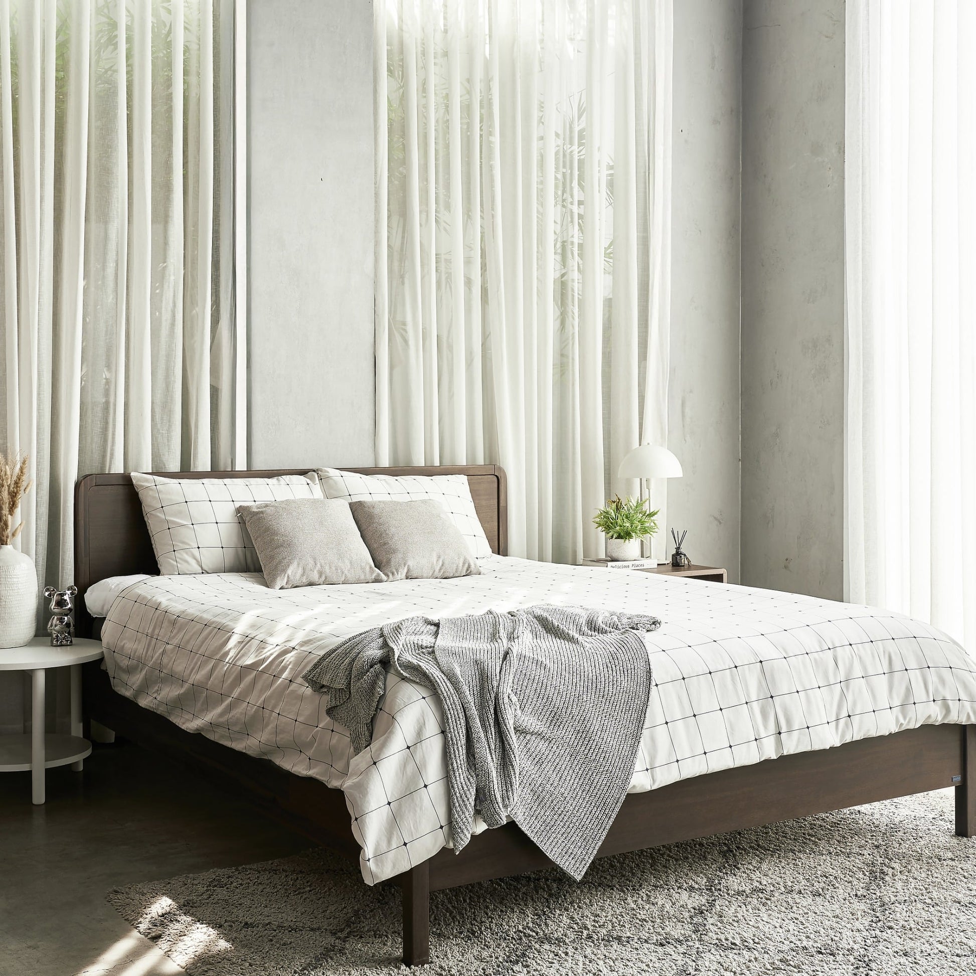 Dalumd 301 Acacia Wood Minimalist Bed - Altera