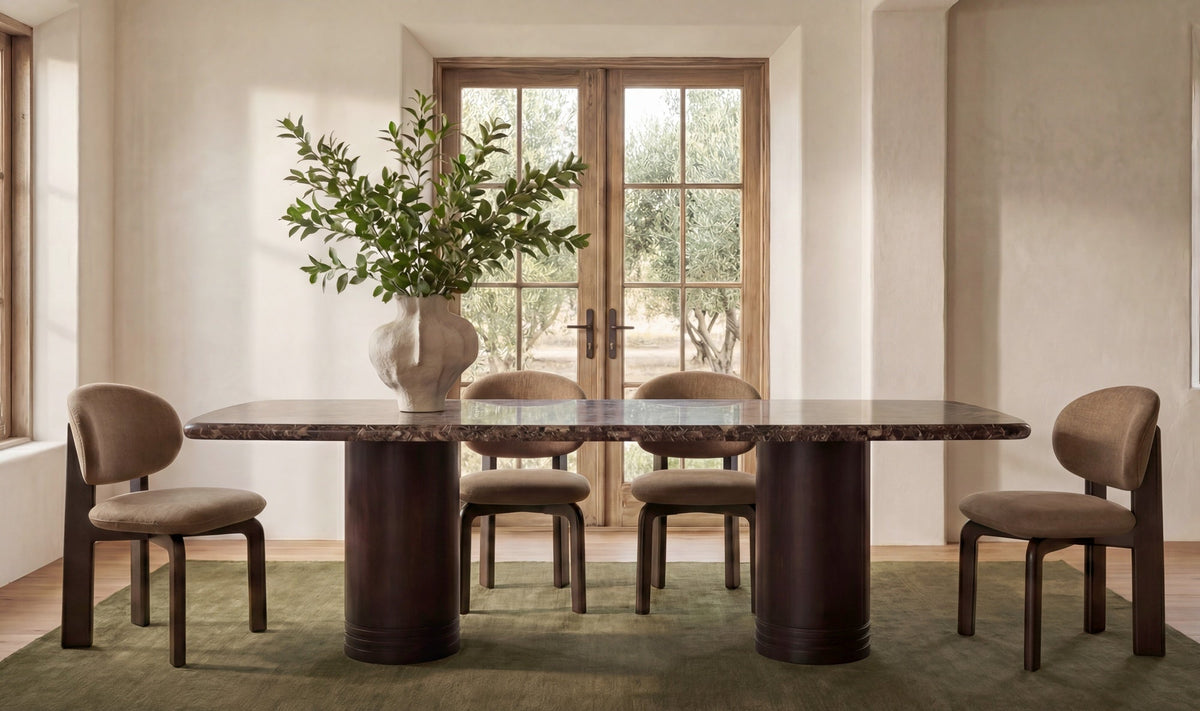 Delphine Dining Table Large Dark Emperador Marble - Altera
