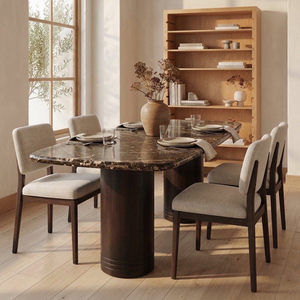 Delphine Dining Table Large Dark Emperador Marble - Altera