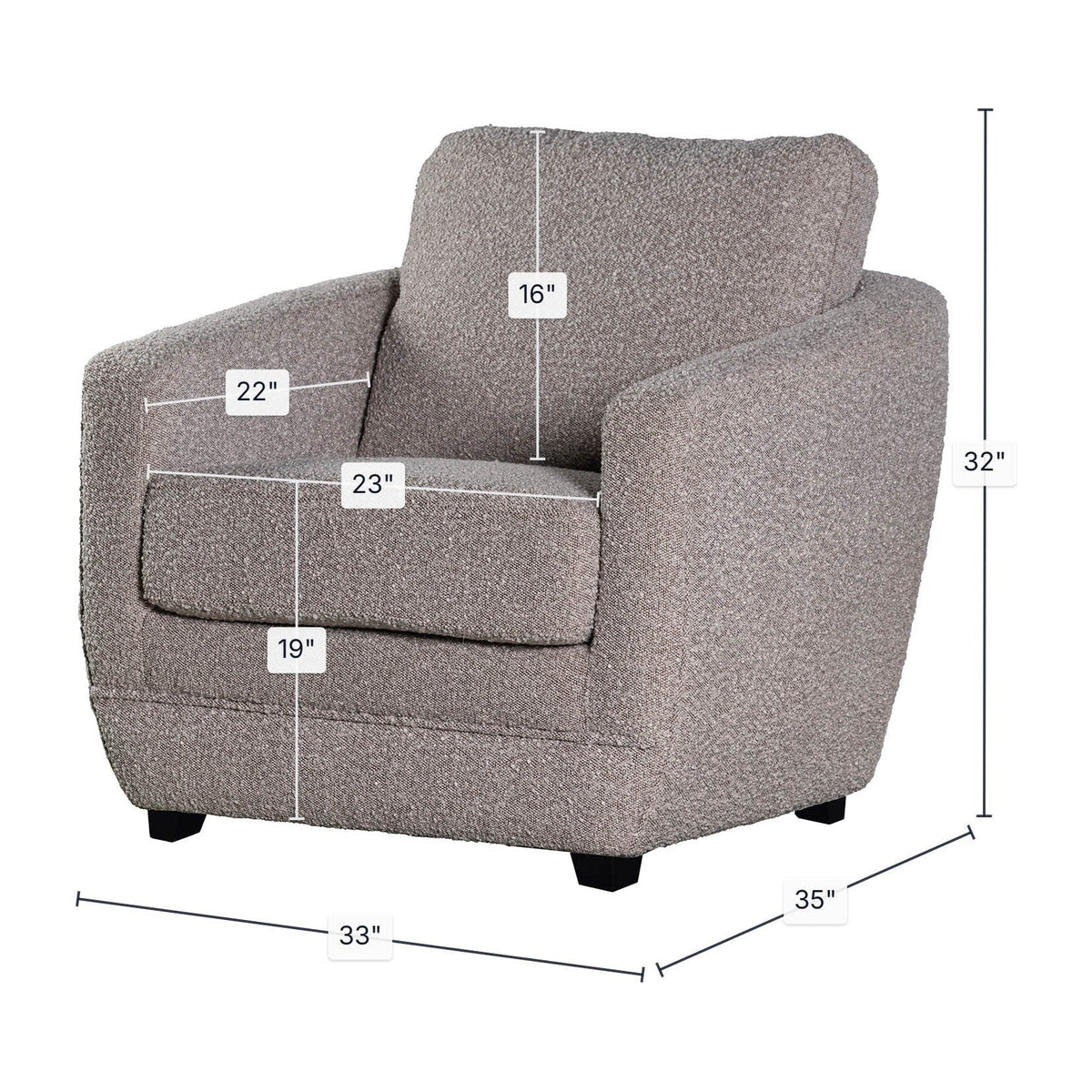 Boucle grège dimensions
