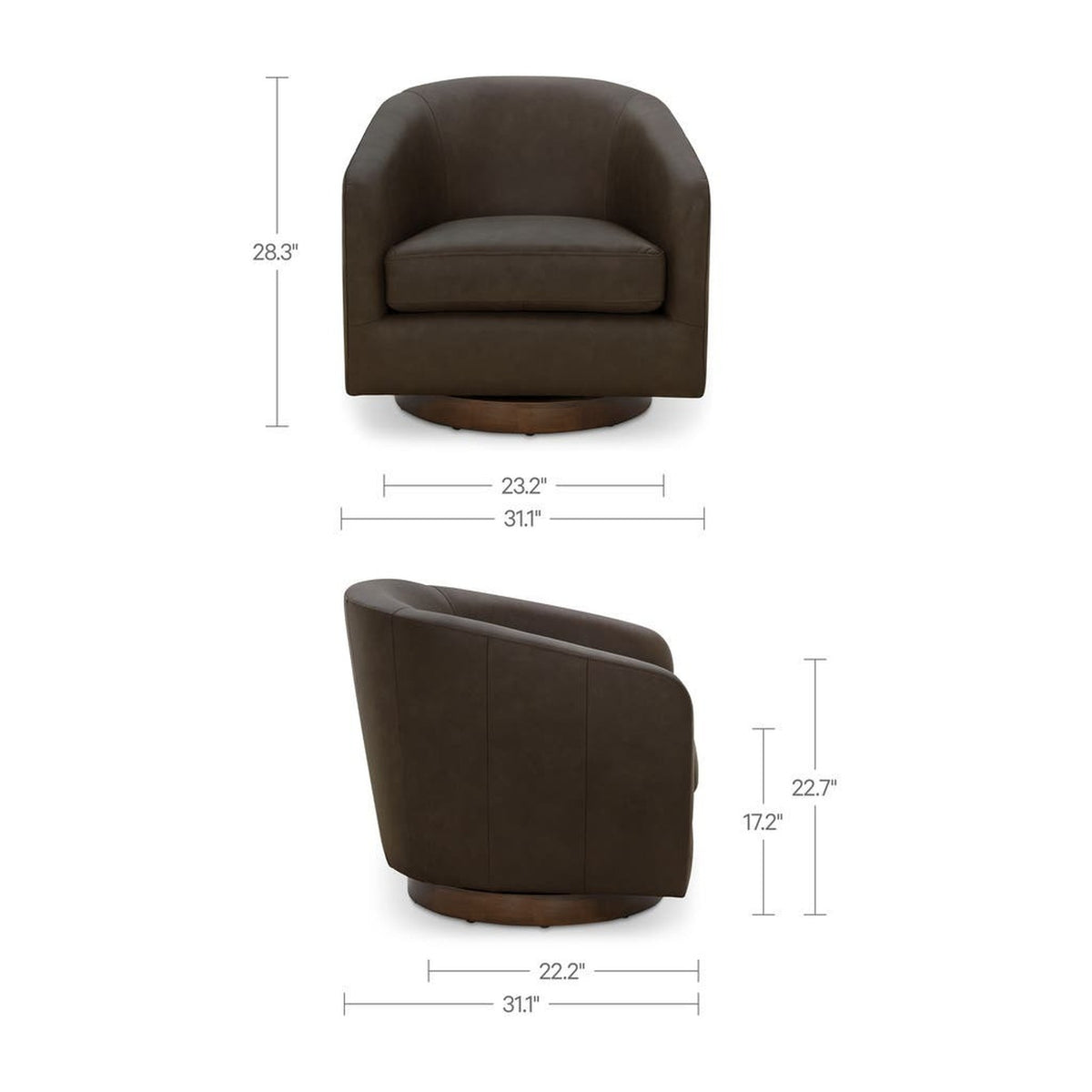 Taupe Leather dimensions
