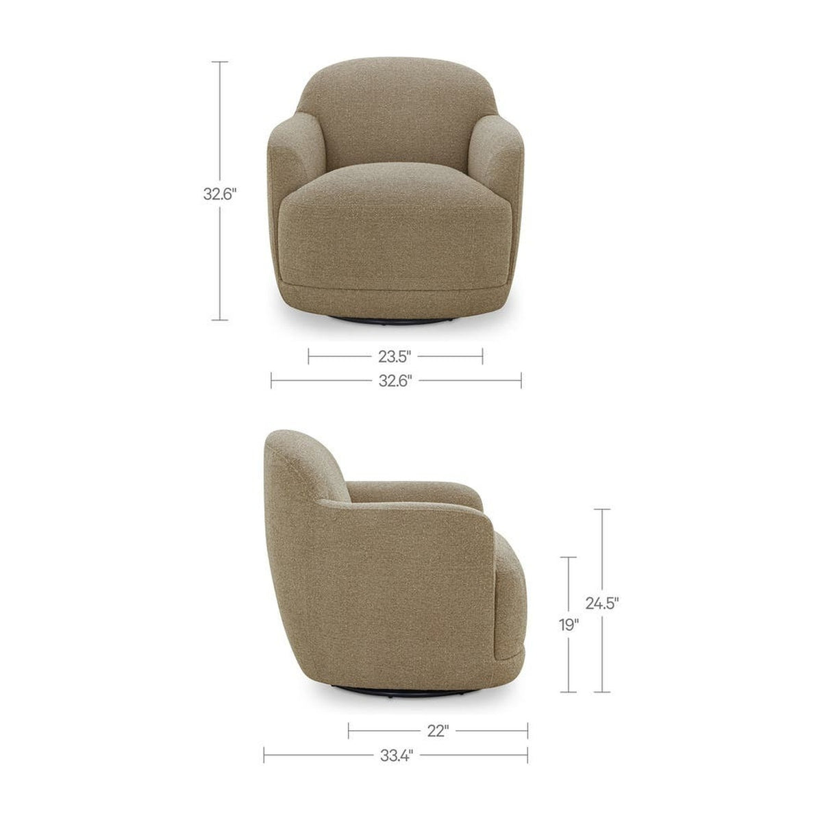 Mellow Jute / No Ottoman dimensions