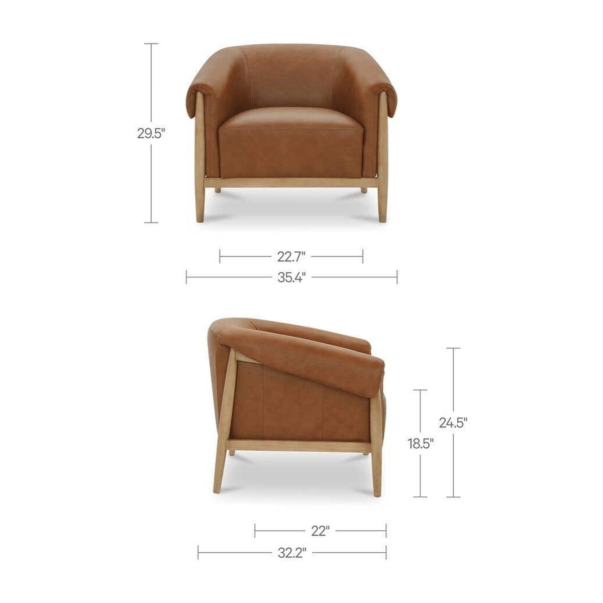 Tan Leather dimensions