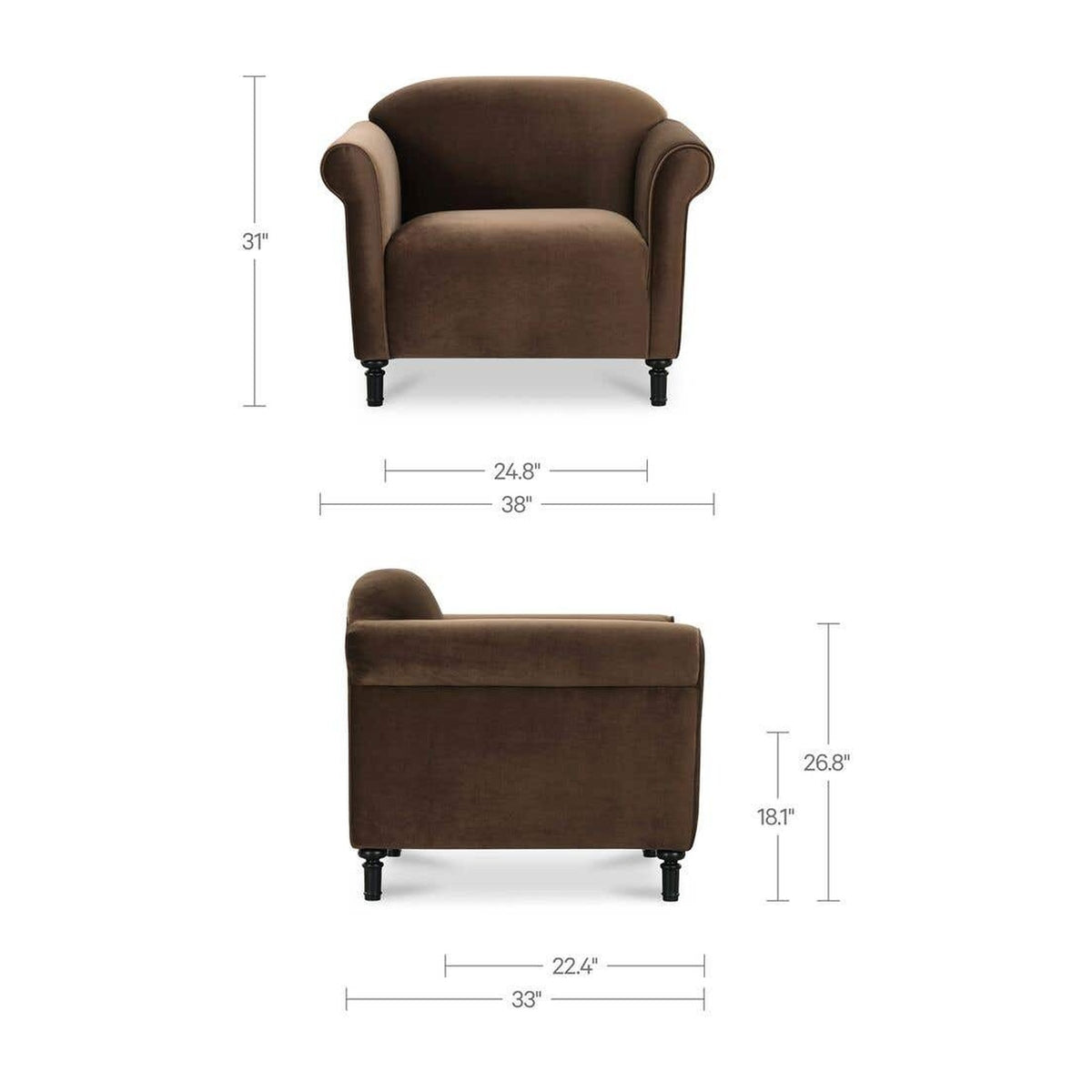 Dark Brown Faux Mohair dimensions