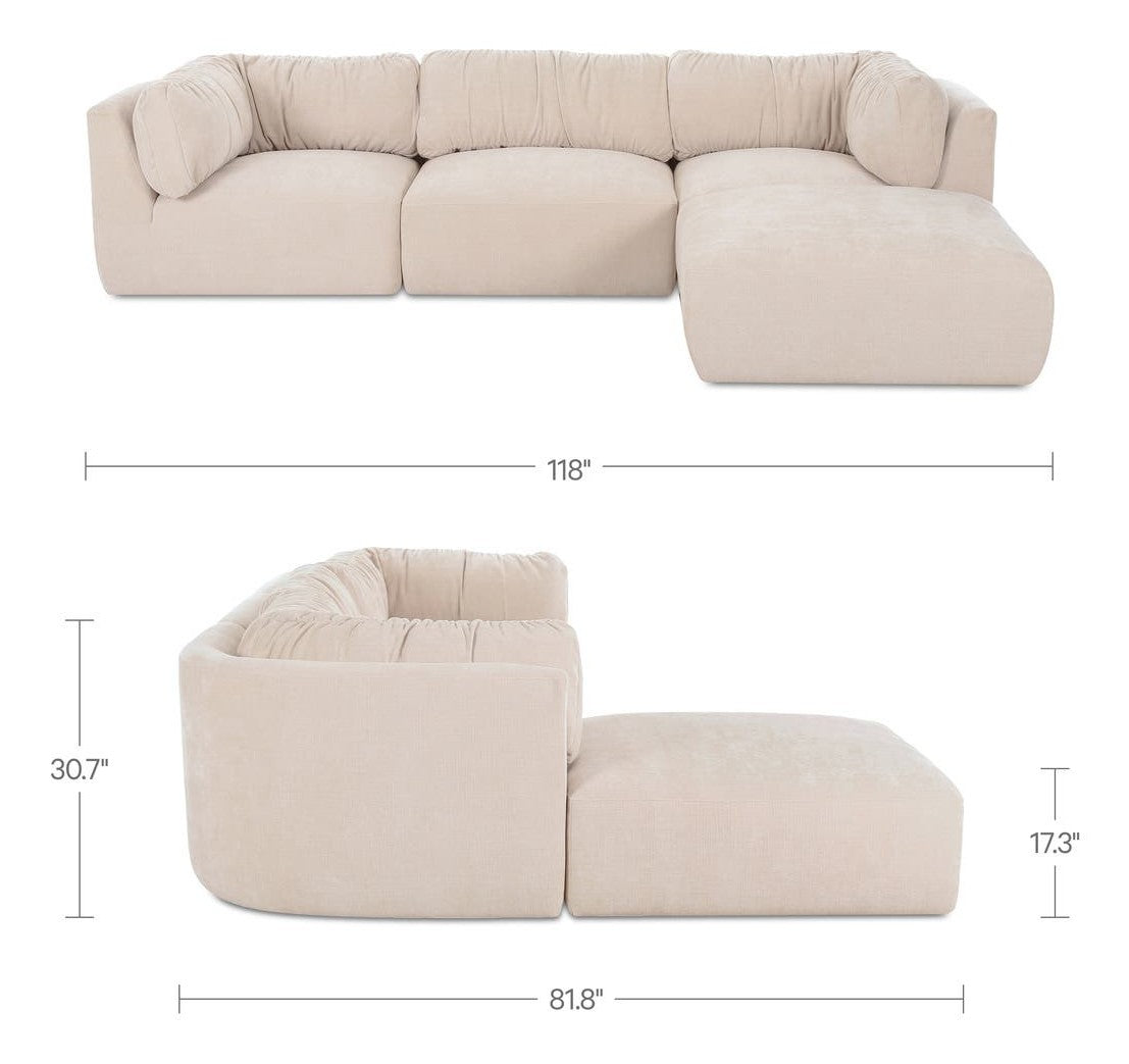 Oatmeal / Lounge / No Ottoman dimensions