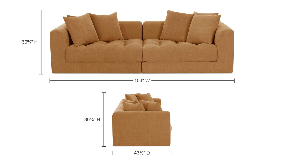 Golden Yellow / Sofa / No Ottoman dimensions
