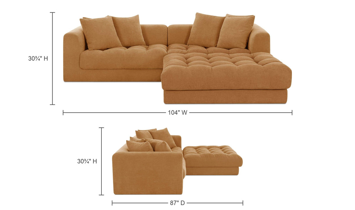 Golden Yellow / Nook / No Ottoman dimensions
