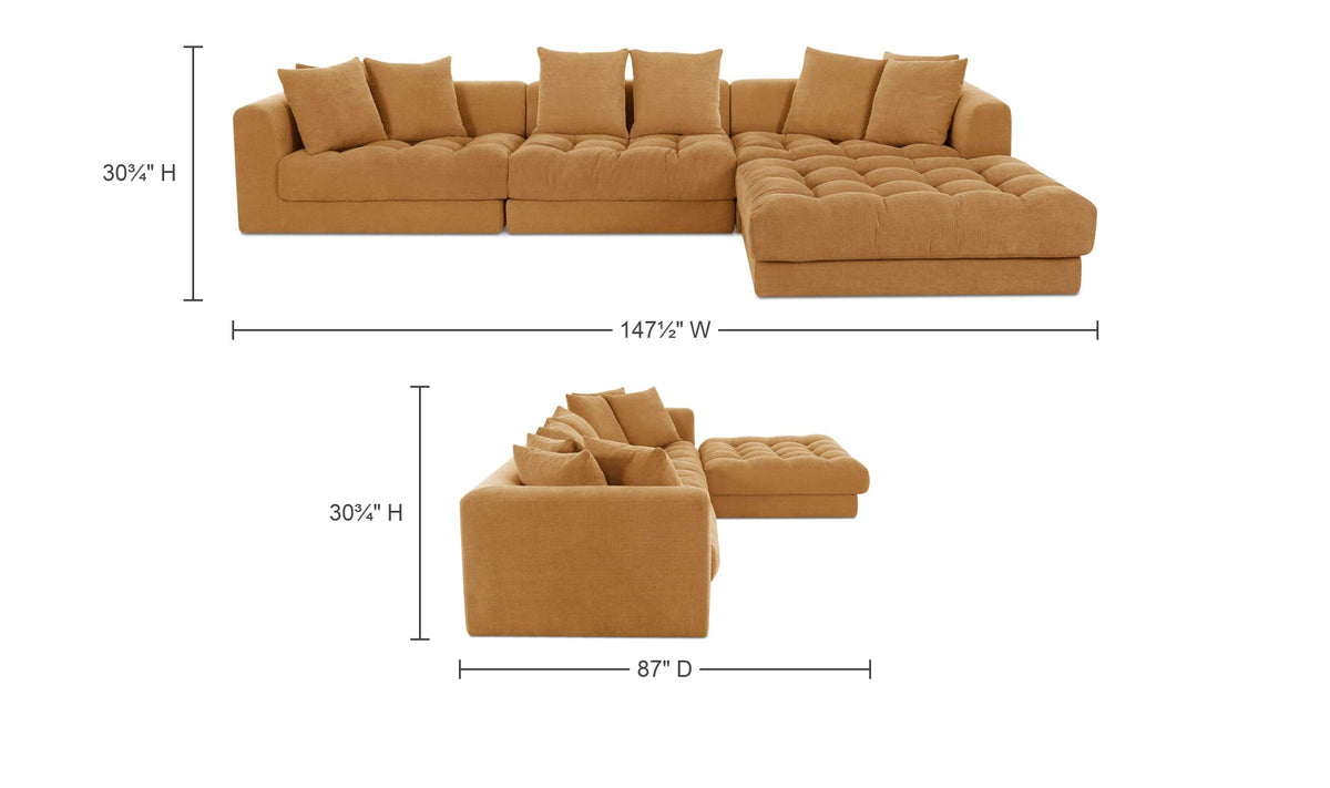Golden Yellow / Lounge / No Ottoman dimensions