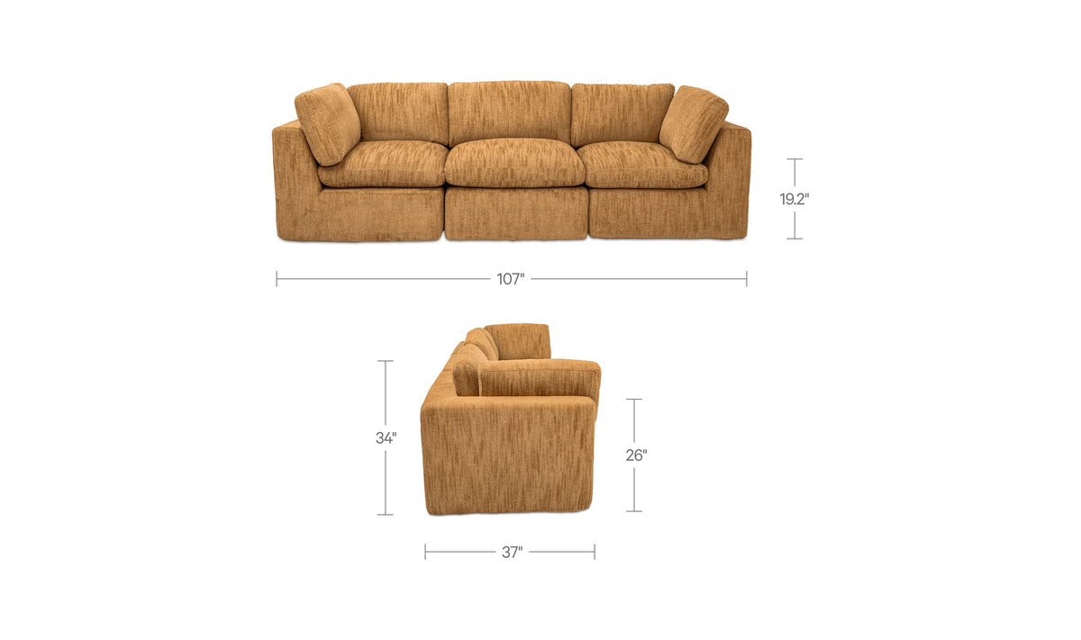 Golden Wheat / Sofa / No Ottoman dimensions