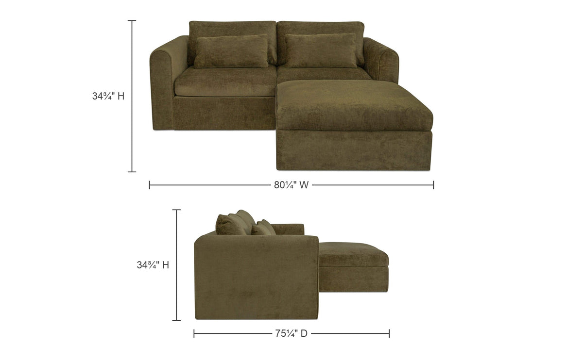 Dark Green / Nook / No Ottoman dimensions
