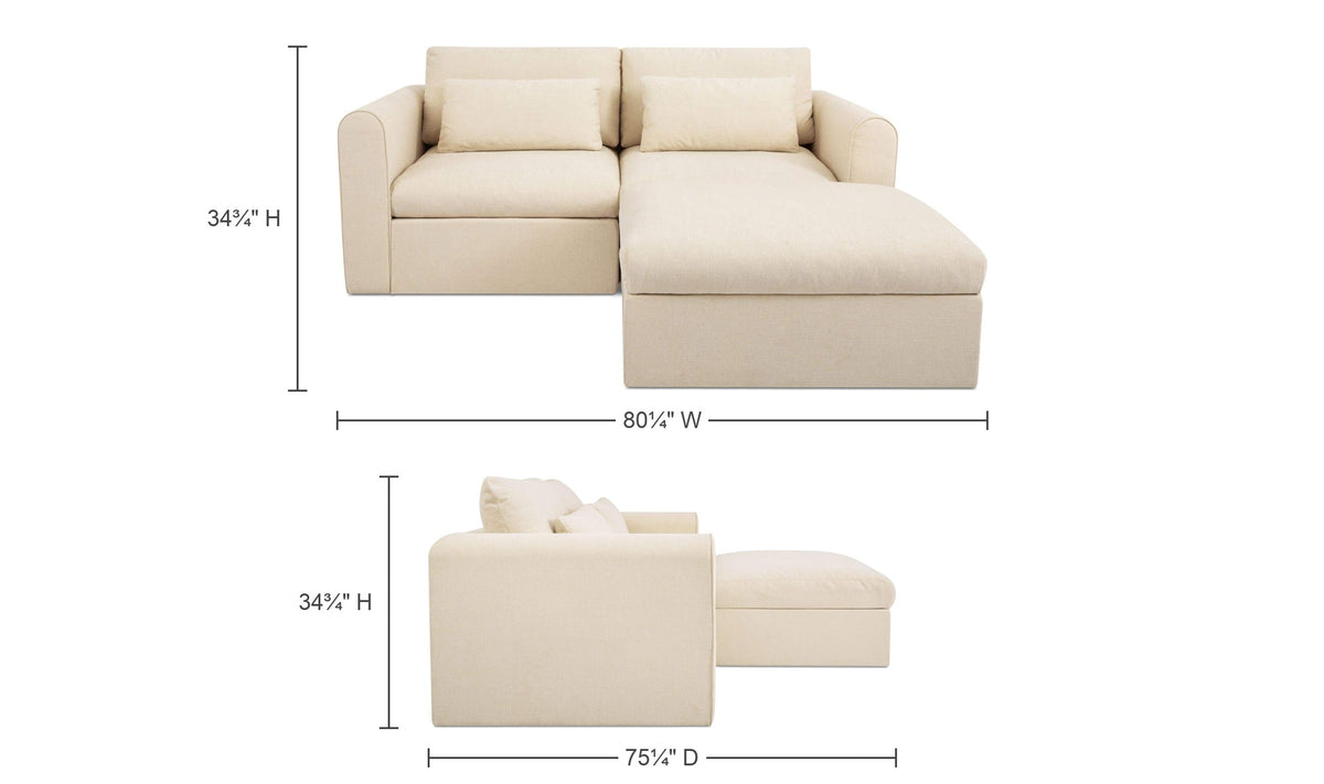 Light Beige / Nook / No Ottoman dimensions