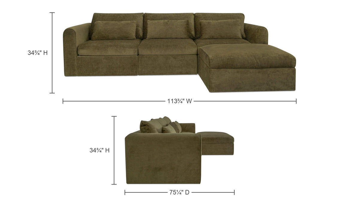 Dark Green / Lounge / No Ottoman dimensions